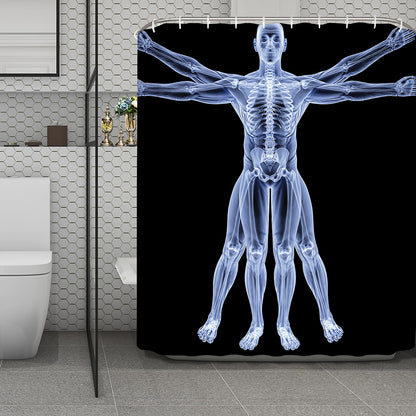 Vitruvian Man X-Ray Print Polyester Shower Curtain