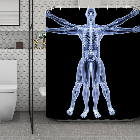 Vitruvian Man X-Ray Print Polyester Shower Curtain