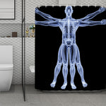 Vitruvian Man X-Ray Print Polyester Shower Curtain