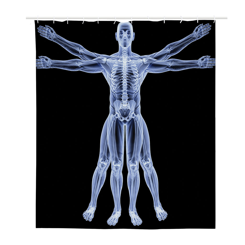 Vitruvian Man X-Ray Print Polyester Shower Curtain