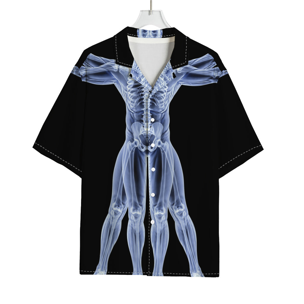 Vitruvian Man X-Ray Print Rayon Hawaiian Shirt
