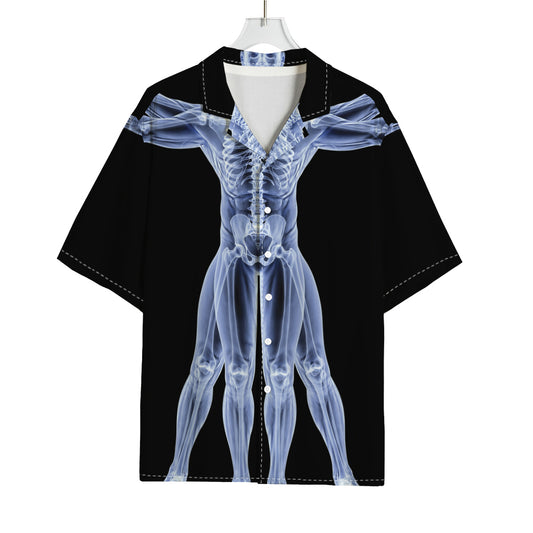 Vitruvian Man X-Ray Print Rayon Hawaiian Shirt