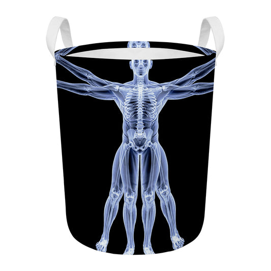 Vitruvian Man X-Ray Print Round Laundry Basket