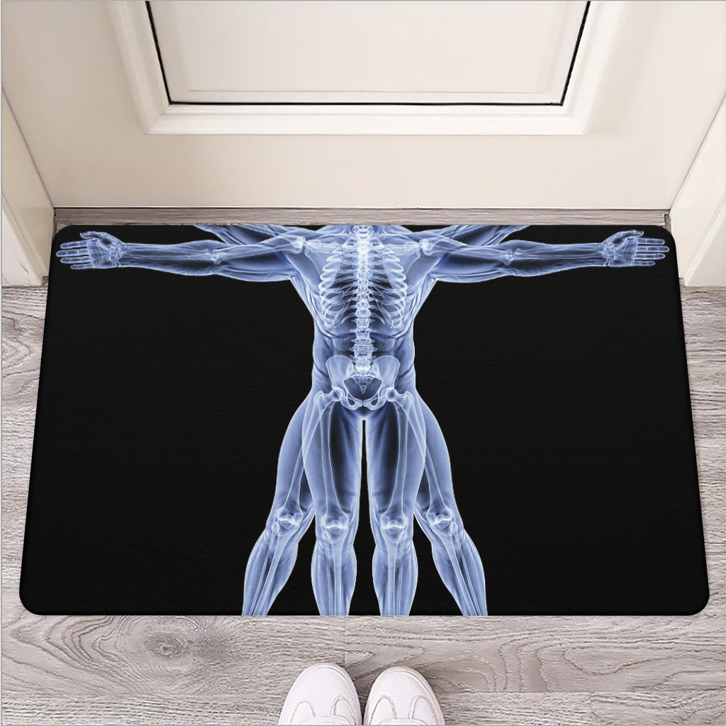 Vitruvian Man X-Ray Print Rubber Doormat