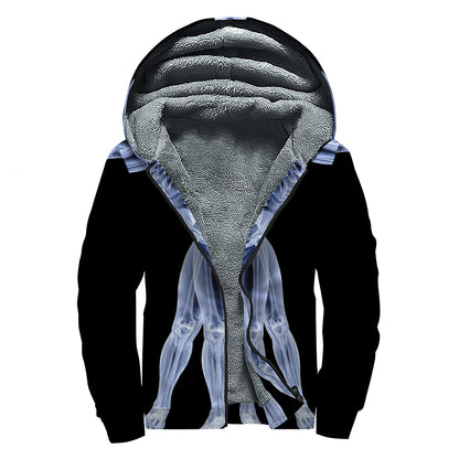 Vitruvian Man X-Ray Print Sherpa Lined Zip Up Hoodie