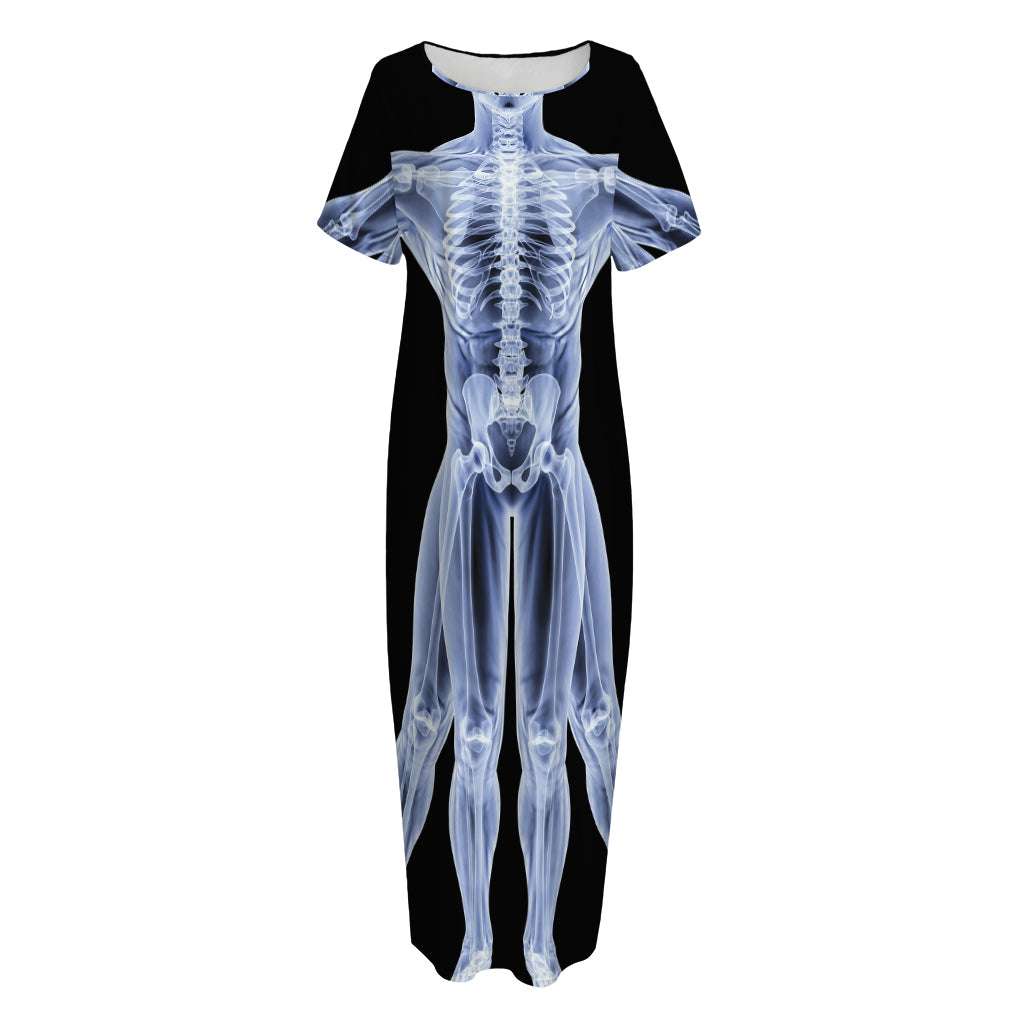 Vitruvian Man X-Ray Print Short Sleeve Long Nightdress