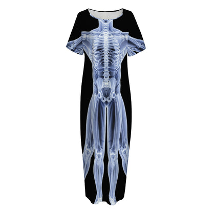 Vitruvian Man X-Ray Print Short Sleeve Long Nightdress