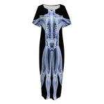 Vitruvian Man X-Ray Print Short Sleeve Long Nightdress