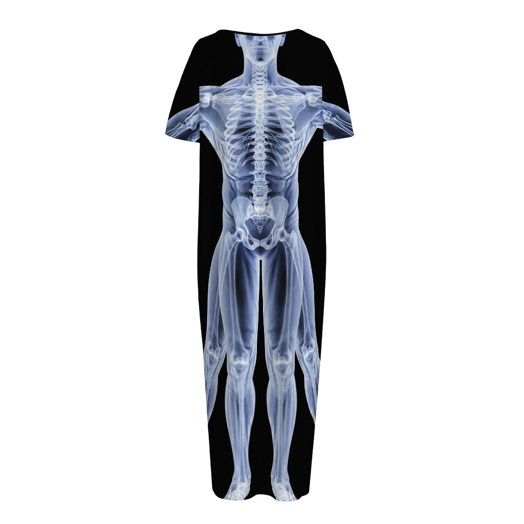 Vitruvian Man X-Ray Print Short Sleeve Long Nightdress