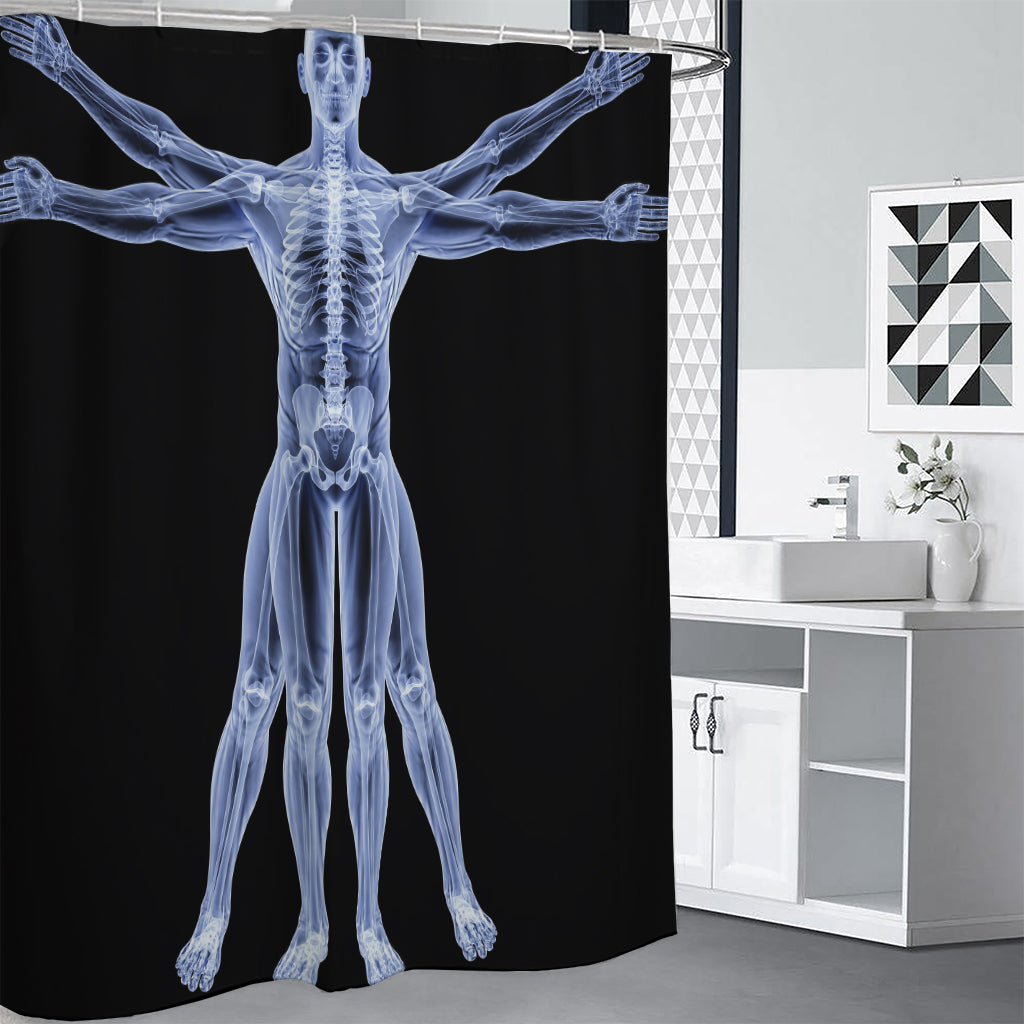 Vitruvian Man X-Ray Print Shower Curtain