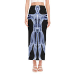 Vitruvian Man X-Ray Print Side Slit Maxi Skirt