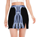 Vitruvian Man X-Ray Print Side Slit Mini Skirt