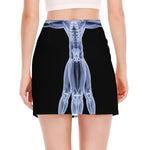 Vitruvian Man X-Ray Print Side Slit Mini Skirt