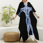 Vitruvian Man X-Ray Print Silk V-Neck Kaftan Dress