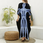 Vitruvian Man X-Ray Print Silk V-Neck Kaftan Dress