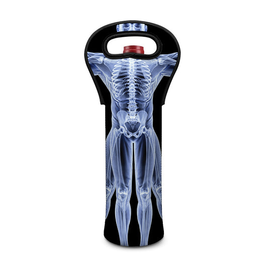 Vitruvian Man X-Ray Print Single Neoprene Wine Tote