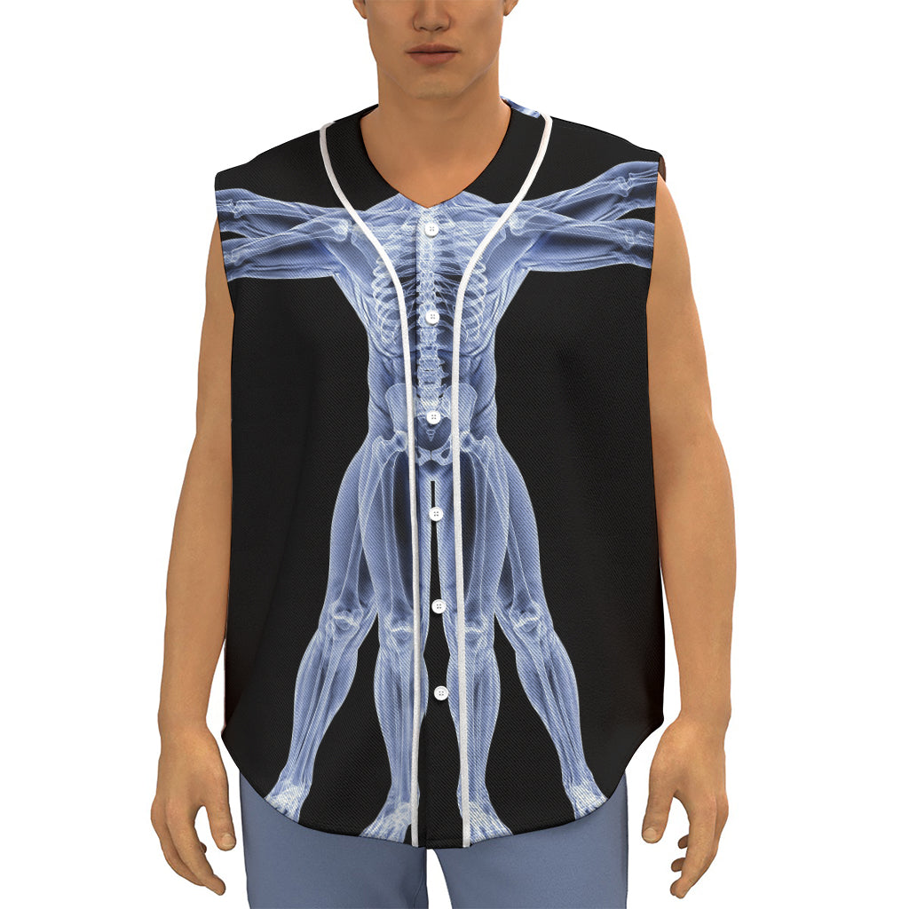 Vitruvian Man X-Ray Print Sleeveless Baseball Jersey