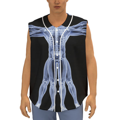 Vitruvian Man X-Ray Print Sleeveless Baseball Jersey
