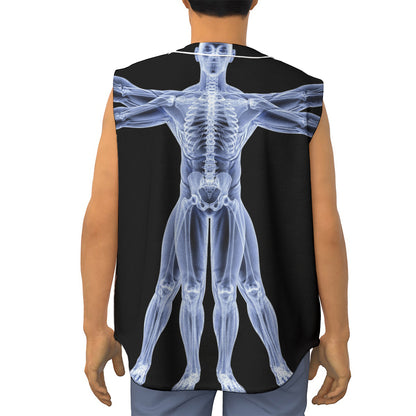 Vitruvian Man X-Ray Print Sleeveless Baseball Jersey