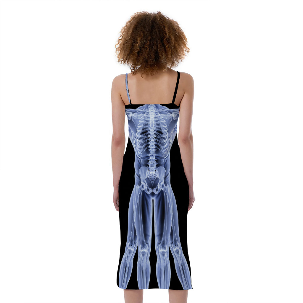 Vitruvian Man X-Ray Print Slim Fit Midi Cami Dress