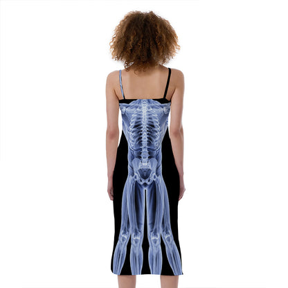 Vitruvian Man X-Ray Print Slim Fit Midi Cami Dress