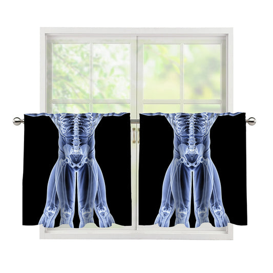 Vitruvian Man X-Ray Print Tier Curtains