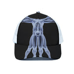 Vitruvian Man X-Ray Print White Mesh Trucker Cap