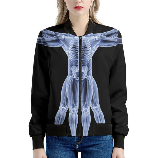 Vitruvian Man X-Ray Print Women's Bomber Jacket