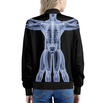 Vitruvian Man X-Ray Print Women's Bomber Jacket