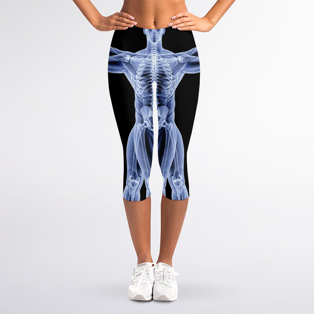 Vitruvian Man X-Ray Print Women's Capri Leggings