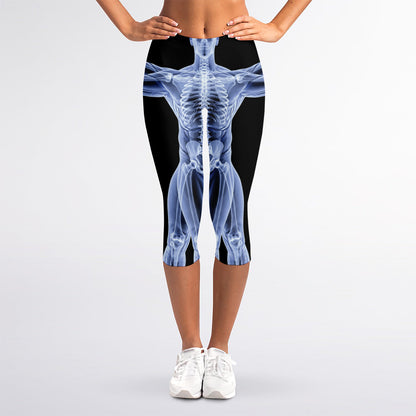 Vitruvian Man X-Ray Print Women's Capri Leggings