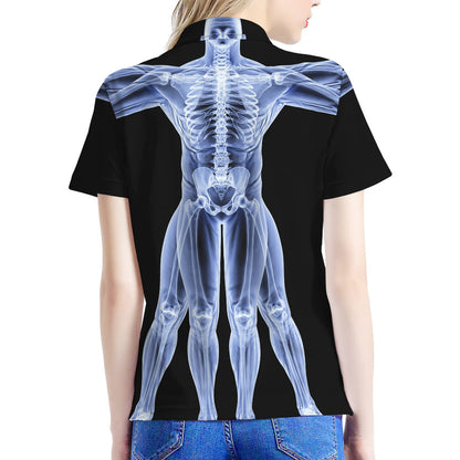Vitruvian Man X-Ray Print Women's Polo Shirt