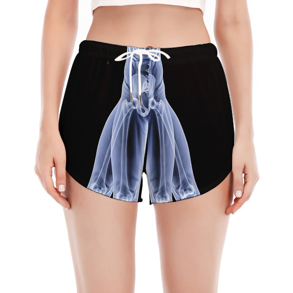 Vitruvian Man X-Ray Print Women's Split Running Shorts