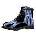 Vitruvian Man X-Ray Print Padded Collar Lace Up Boots