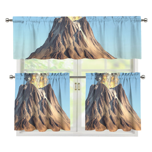 Volcanic Mountain Print 3 Piece Kitchen Curtains