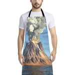 Volcanic Mountain Print Bib Apron With Pocket