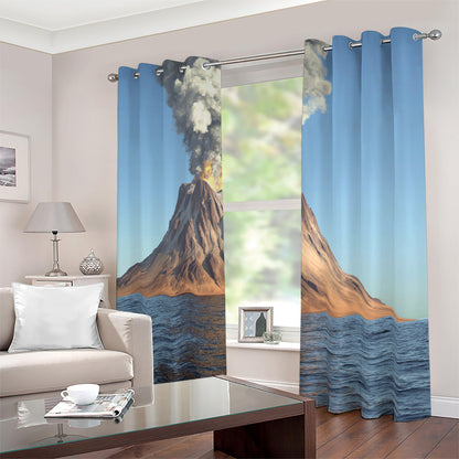 Volcanic Mountain Print Blackout Grommet Curtains