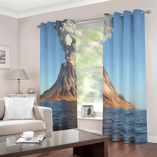 Volcanic Mountain Print Blackout Grommet Curtains