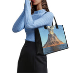 Volcanic Mountain Print Canvas Tote Bag