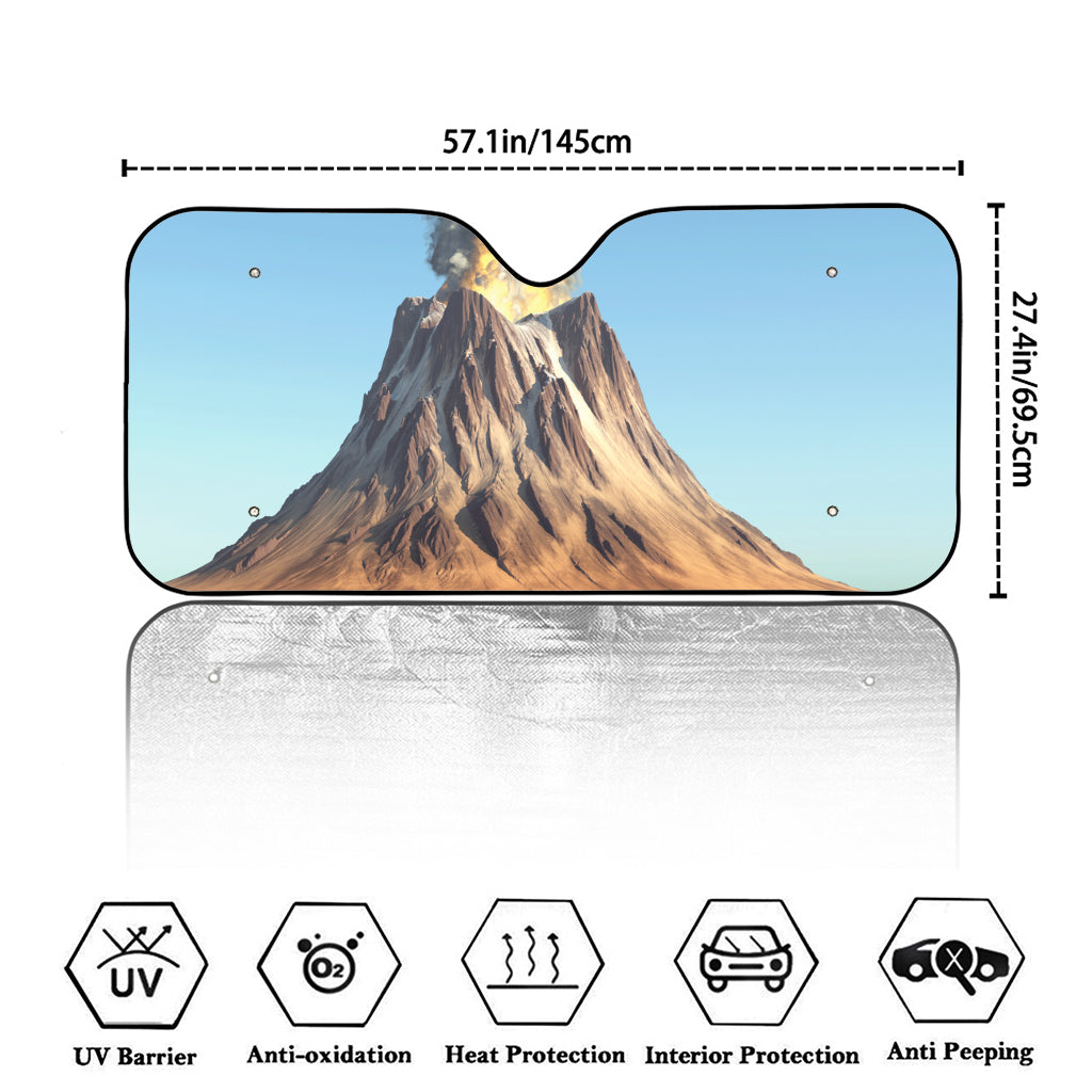 Volcanic Mountain Print Car Windshield Sun Shade