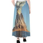 Volcanic Mountain Print Chiffon Maxi Skirt