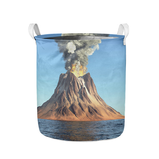 Volcanic Mountain Print Collapsible Laundry Basket