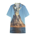 Volcanic Mountain Print Cotton Hawaiian Shirt