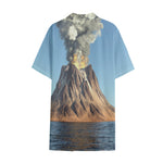 Volcanic Mountain Print Cotton Hawaiian Shirt