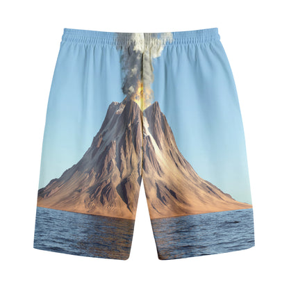 Volcanic Mountain Print Cotton Shorts