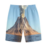 Volcanic Mountain Print Cotton Shorts