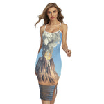 Volcanic Mountain Print Cross Back Cami Dress
