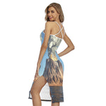 Volcanic Mountain Print Cross Back Cami Dress