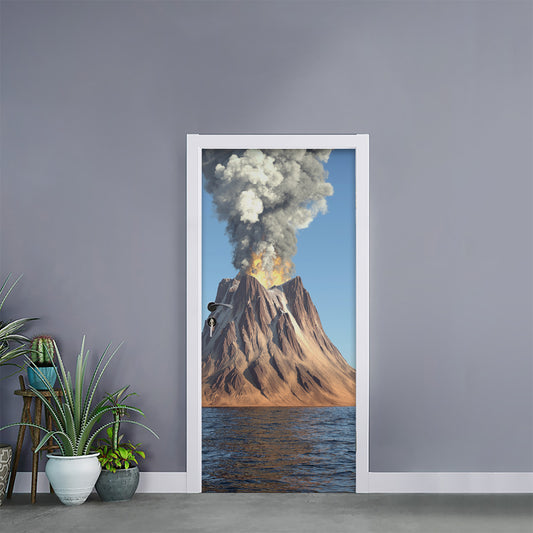 Volcanic Mountain Print Door Sticker
