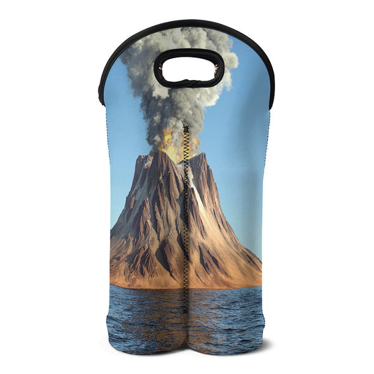 Volcanic Mountain Print Double Neoprene Wine Tote